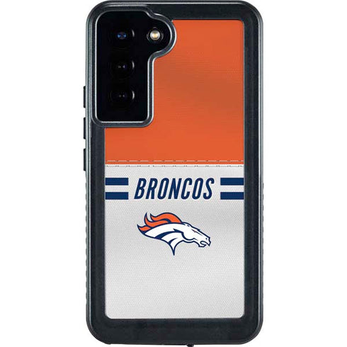 NFL Denver Broncos White Striped Galaxy S23 Plus Waterproof Case