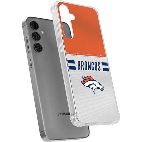 NFL Denver Broncos White Striped Galaxy S24 Plus Clear Case