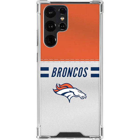 NFL Denver Broncos White Striped Galaxy S24 Ultra Clear Case