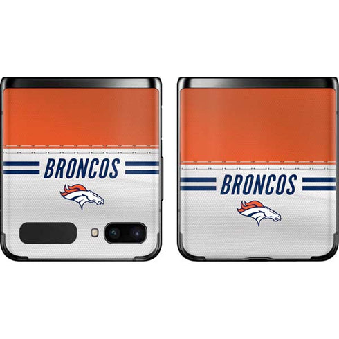 NFL Denver Broncos White Striped Galaxy Z Flip Skin