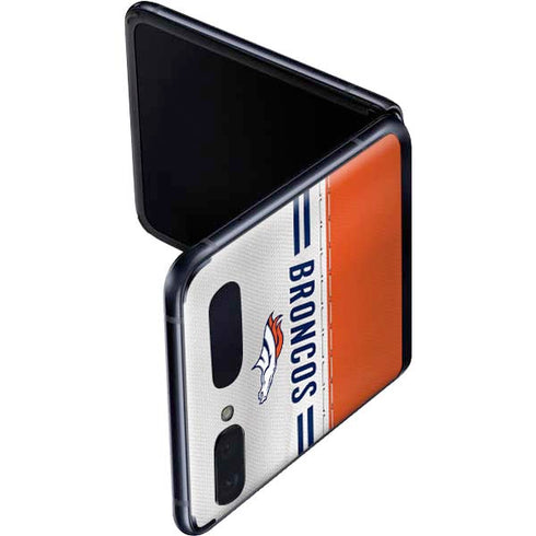 NFL Denver Broncos White Striped Galaxy Z Flip Skin
