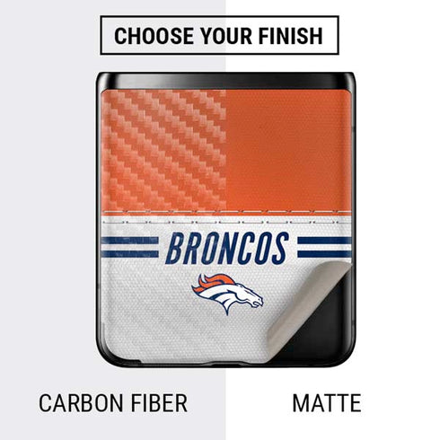 NFL Denver Broncos White Striped Galaxy Z Flip Skin
