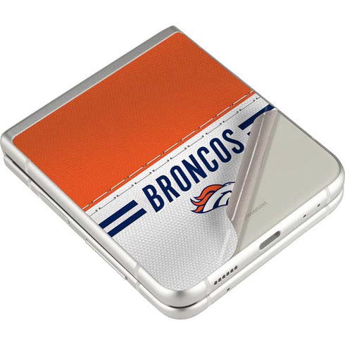 NFL Denver Broncos White Striped Galaxy Z Flip3 5G Skin