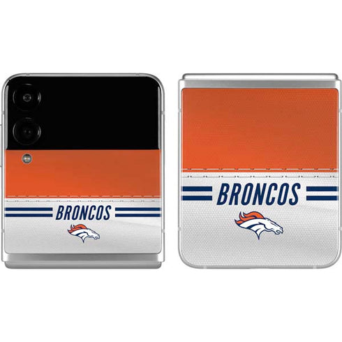 NFL Denver Broncos White Striped Galaxy Z Flip4 5G Skin