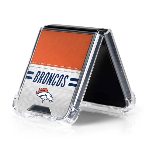 NFL Denver Broncos White Striped Galaxy Z Flip5 5G Clear Case