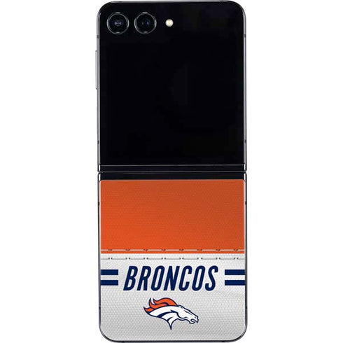 NFL Denver Broncos White Striped Galaxy Z Flip5 5G Skin