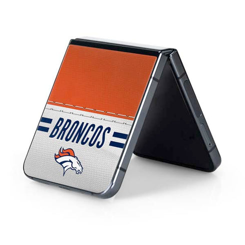 NFL Denver Broncos White Striped Galaxy Z Flip5 5G Skin