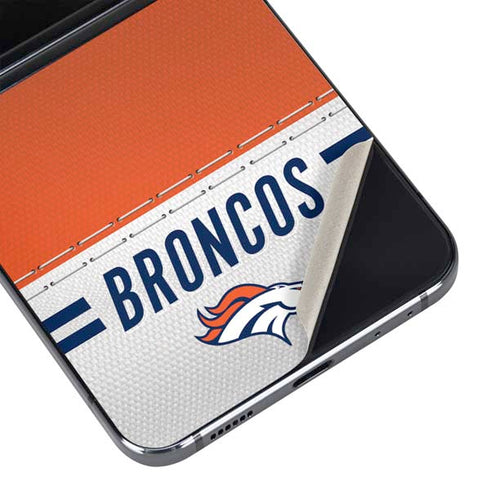 NFL Denver Broncos White Striped Galaxy Z Flip5 5G Skin