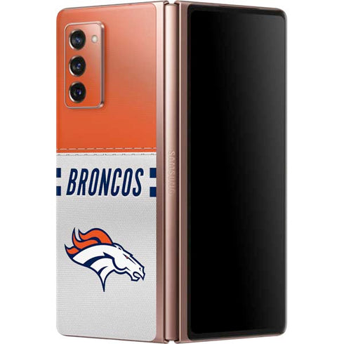 NFL Denver Broncos White Striped Galaxy Z Fold2 5G Skin