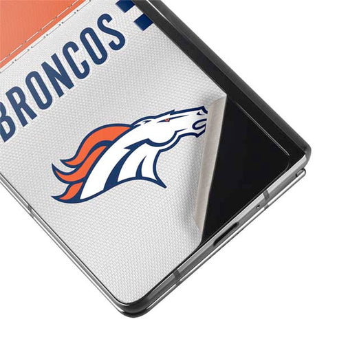 NFL Denver Broncos White Striped Galaxy Z Fold2 5G Skin
