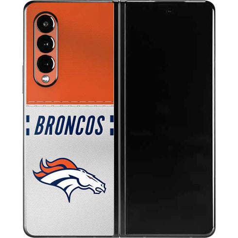 NFL Denver Broncos White Striped Galaxy Z Fold3 5G Skin