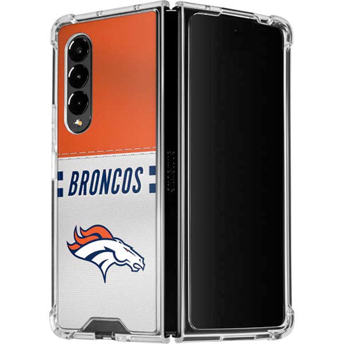 NFL Denver Broncos White Striped Galaxy Z Fold4 5G Clear Case