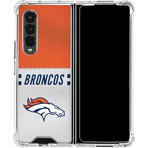 NFL Denver Broncos White Striped Galaxy Z Fold4 5G Clear Case