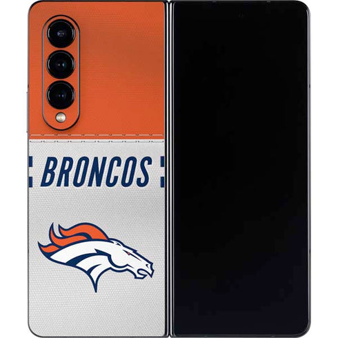 NFL Denver Broncos White Striped Galaxy Z Fold4 5G Skin