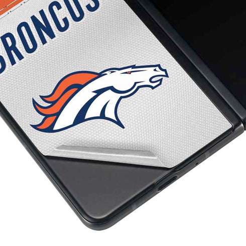 NFL Denver Broncos White Striped Galaxy Z Fold4 5G Skin