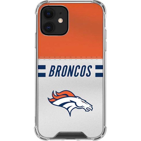 NFL Denver Broncos White Striped iPhone 12 Clear Case
