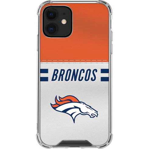NFL Denver Broncos White Striped iPhone 12 Mini Clear Case