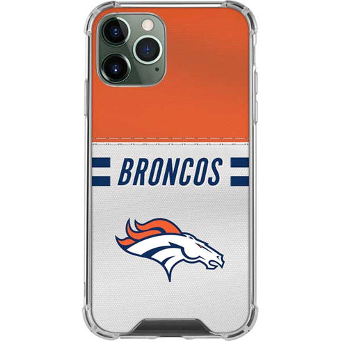 NFL Denver Broncos White Striped iPhone 12 Pro Clear Case