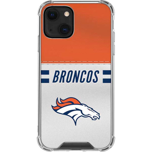 NFL Denver Broncos White Striped iPhone 13 Mini Clear Case