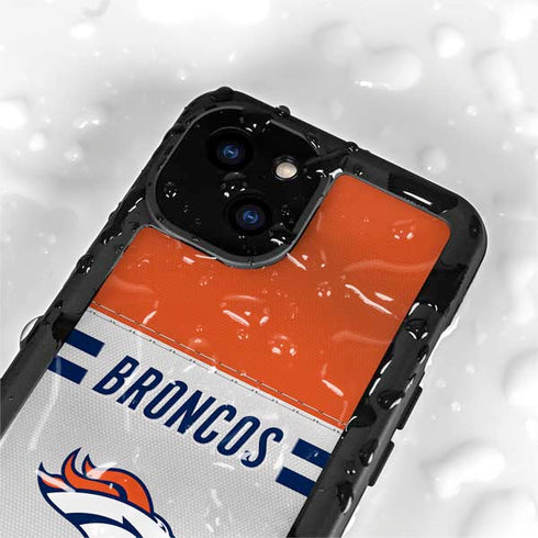 NFL Denver Broncos White Striped iPhone 13 Mini Waterproof Case