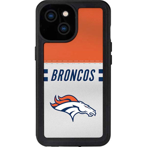 NFL Denver Broncos White Striped iPhone 13 Mini Waterproof Case