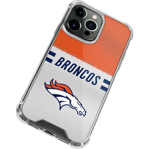 NFL Denver Broncos White Striped iPhone 13 Pro Clear Case