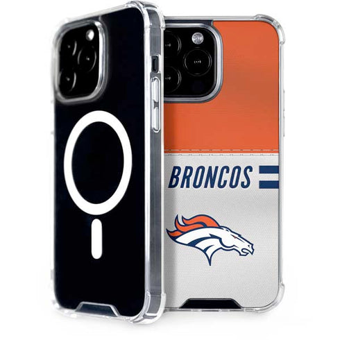 NFL Denver Broncos White Striped iPhone 13 Pro Max MagSafe Case