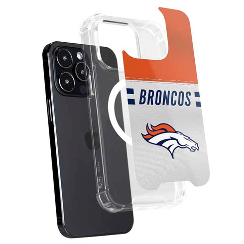 NFL Denver Broncos White Striped iPhone 13 Pro Max MagSafe Case