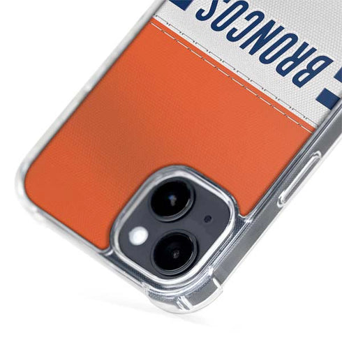 NFL Denver Broncos White Striped iPhone 15 Plus MagSafe Case