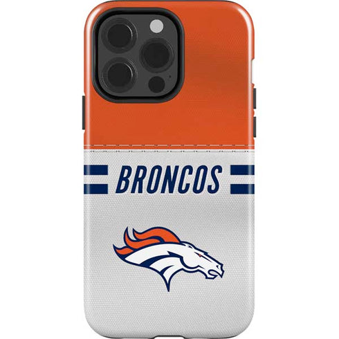 NFL Denver Broncos White Striped iPhone 15 Pro Impact Case