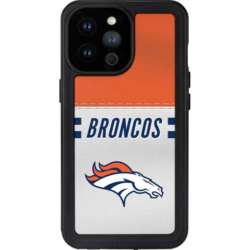 NFL Denver Broncos White Striped iPhone 14 Pro Max Waterproof Case
