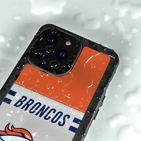 NFL Denver Broncos White Striped iPhone 14 Pro Max Waterproof Case