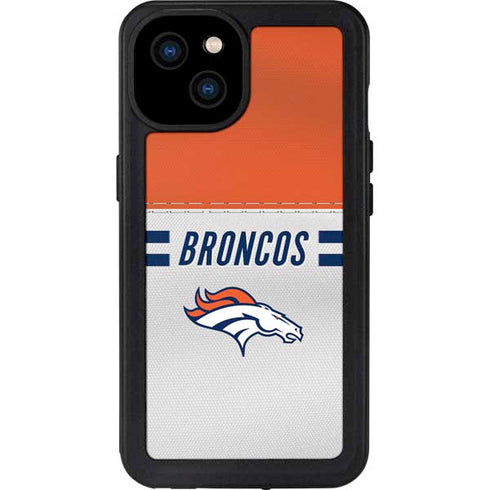 NFL Denver Broncos White Striped iPhone 15 Plus Waterproof Case