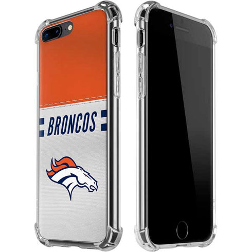 NFL Denver Broncos White Striped iPhone 7/8 Plus Clear Case