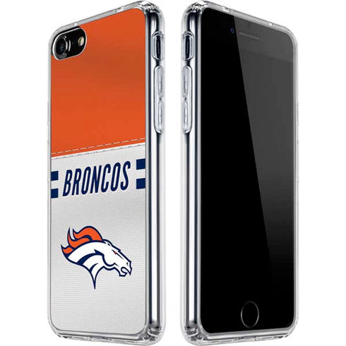 NFL Denver Broncos White Striped iPhone SE (2nd & 3rd Gen) Clear Case