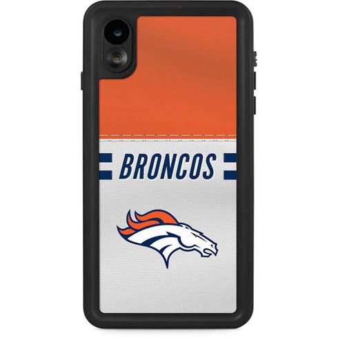 NFL Denver Broncos White Striped iPhone XR Waterproof Case