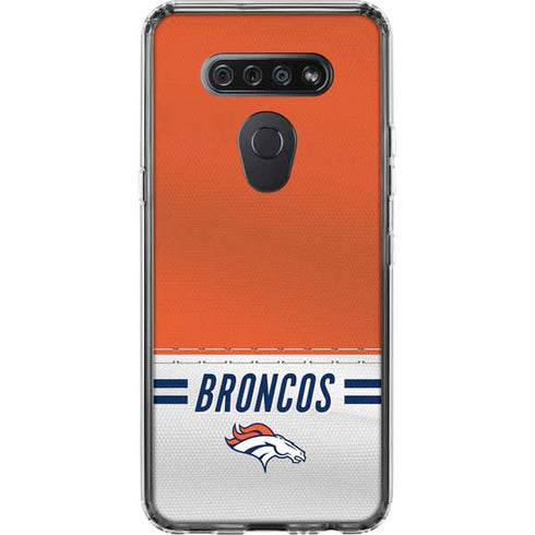 NFL Denver Broncos White Striped LG K51/Q51 Clear Case