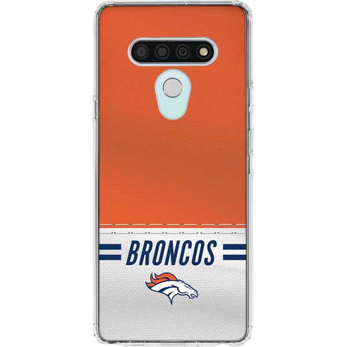 NFL Denver Broncos White Striped LG Stylo 6 Clear Case