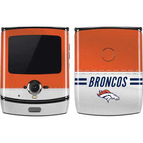 NFL Denver Broncos White Striped Motorola RAZR Skin