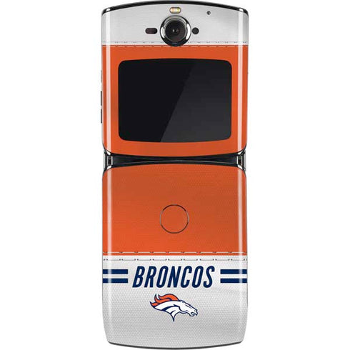 NFL Denver Broncos White Striped Motorola RAZR Skin