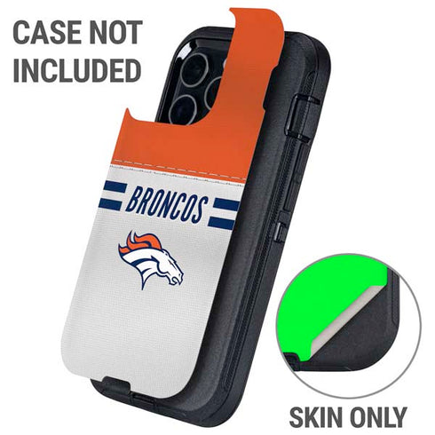NFL Denver Broncos White Striped Otterbox Defender iPhone Skin