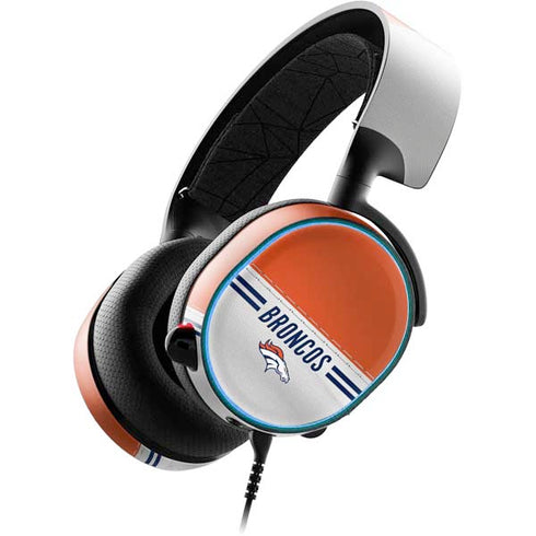 NFL Denver Broncos White Striped SteelSeries Arctis 3 Skin