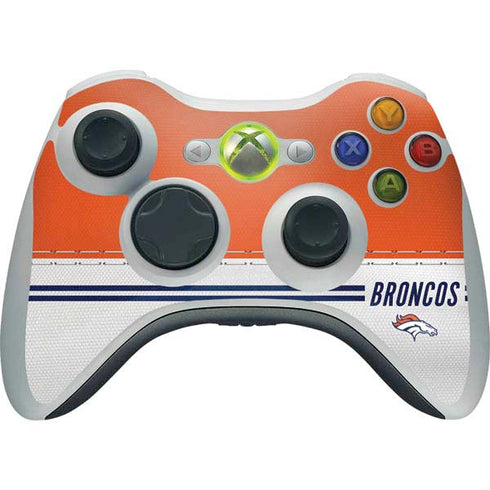 NFL Denver Broncos White Striped Xbox 360 Wireless Controller Skin