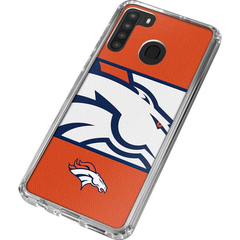 NFL Denver Broncos Zone Block Galaxy A21 Clear Case