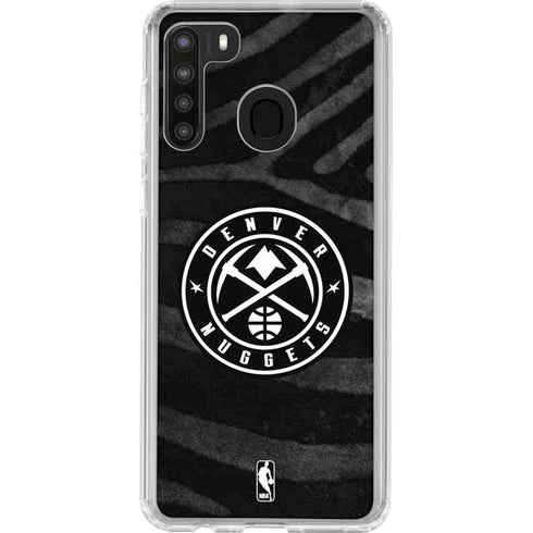 NBA Denver Nuggets Black Animal Print Galaxy A21 Clear Case