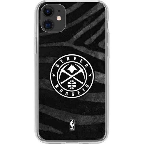 NBA Denver Nuggets Black Animal Print iPhone 11 Clear Case