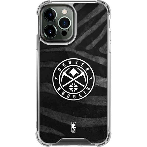 NBA Denver Nuggets Black Animal Print iPhone 14 Pro Max Clear Case