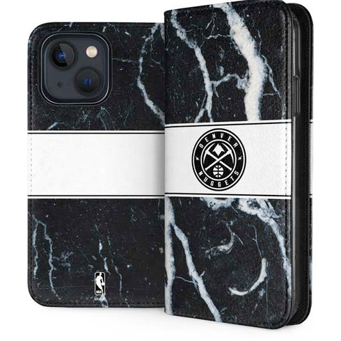 NBA Denver Nuggets Marble iPhone 14 Plus Folio Case