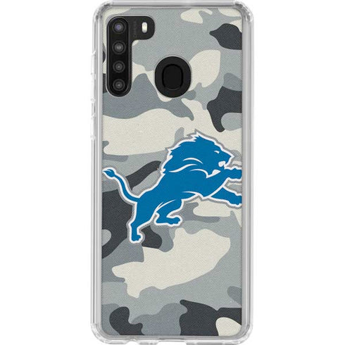 NFL Detriot Lions Camo Galaxy A21 Clear Case