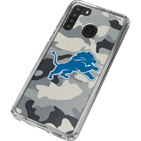 NFL Detriot Lions Camo Galaxy A21 Clear Case